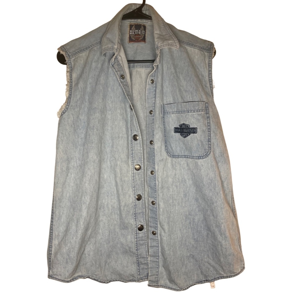 Harley Davidson denim cut-off vest